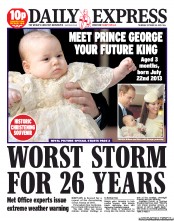 Daily Express Newspaper Front Page (UK) for 24 October 2013
