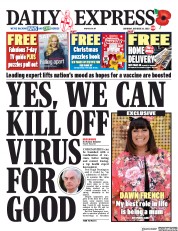 Daily Express (UK) Newspaper Front Page for 24 October 2020