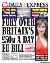 Daily Express (UK) Newspaper Front Page for 24 November 2011