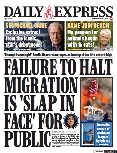 Daily Express Newspaper Front Page (UK) for 24 November 2023
