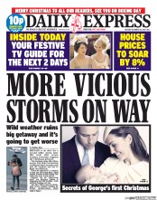 Daily Express (UK) Newspaper Front Page for 24 December 2013