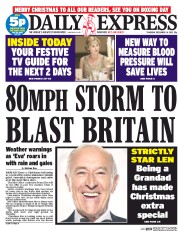 Daily Express (UK) Newspaper Front Page for 24 December 2015