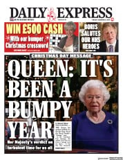 Daily Express (UK) Newspaper Front Page for 24 December 2019