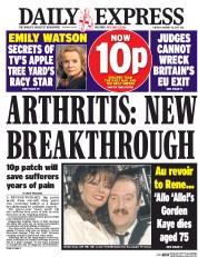 Daily Express (UK) Newspaper Front Page for 24 January 2017