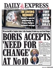 Daily Express front page for 24 January 2022