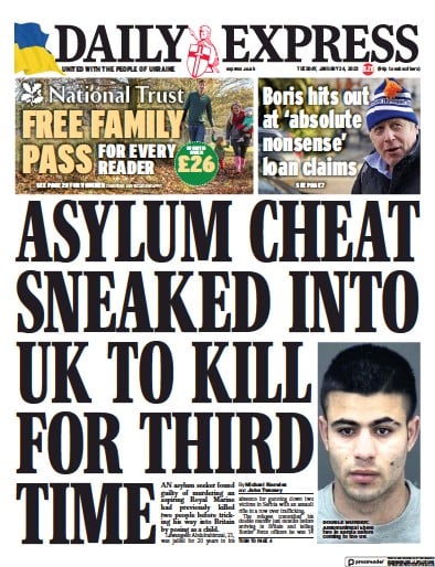 Daily Express Newspaper Front Page (UK) for 24 January 2023