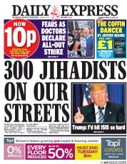 Daily Express (UK) Newspaper Front Page for 24 March 2016