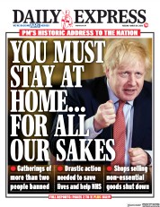 Daily Express (UK) Newspaper Front Page for 24 March 2020