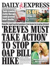 Daily Express front page for 24 March 2025