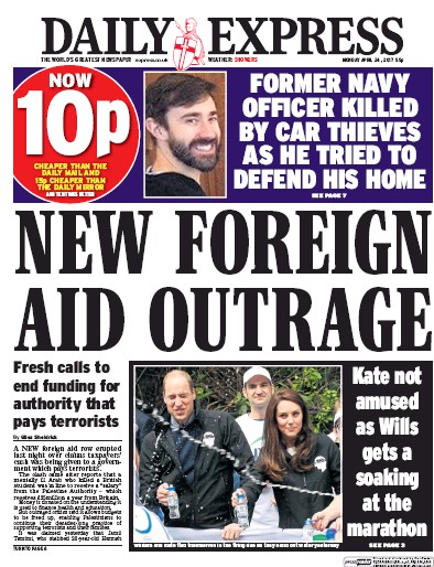 Daily Express Newspaper Front Page (UK) for 24 April 2017