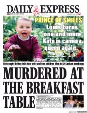 Daily Express (UK) Newspaper Front Page for 24 April 2019