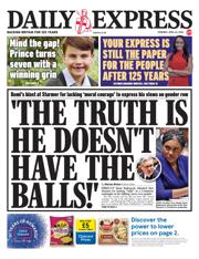 Daily Express front page for 24 April 2025