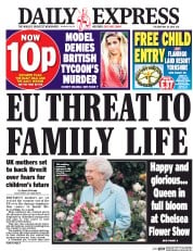 Daily Express (UK) Newspaper Front Page for 24 May 2016