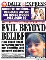 Daily Express (UK) Newspaper Front Page for 24 May 2017
