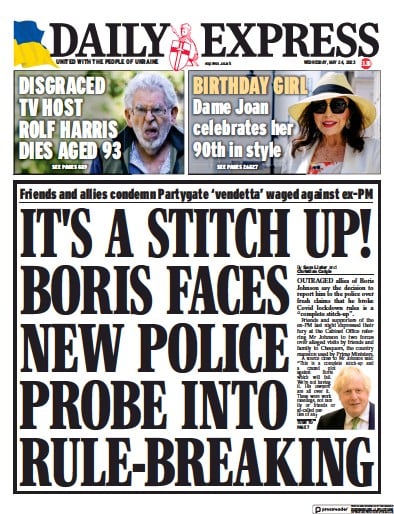 Daily Express Newspaper Front Page (UK) for 24 May 2023