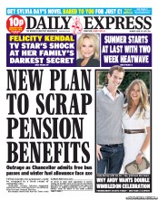 Daily Express (UK) Newspaper Front Page for 24 June 2013