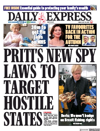 Daily Express Newspaper Front Page (UK) for 24 July 2020