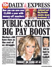 Daily Express Newspaper Front Page (UK) for 24 August 2011