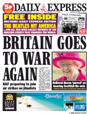 Daily Express (UK) Newspaper Front Page for 24 September 2014