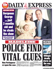 Daily Express (UK) Newspaper Front Page for 25 October 2013