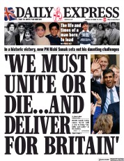 Daily Express (UK) Newspaper Front Page for 25 October 2022