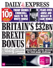 Daily Express (UK) Newspaper Front Page for 25 November 2016