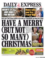 Daily Express (UK) Newspaper Front Page for 25 November 2020