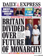 Daily Express (UK) Newspaper Front Page for 25 January 2020