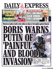 Daily Express (UK) Newspaper Front Page for 25 January 2022
