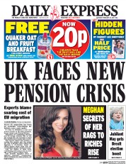 Daily Express (UK) Newspaper Front Page for 25 February 2017