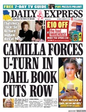 Daily Express (UK) Newspaper Front Page for 25 February 2023