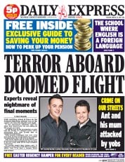 Daily Express Newspaper Front Page (UK) for 25 March 2014