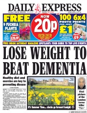 Daily Express (UK) Newspaper Front Page for 25 March 2017