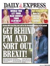 Daily Express (UK) Newspaper Front Page for 25 March 2019