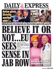 Daily Express (UK) Newspaper Front Page for 25 March 2021