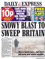 Daily Express (UK) Newspaper Front Page for 25 April 2016