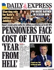 Daily Express (UK) Newspaper Front Page for 25 April 2022