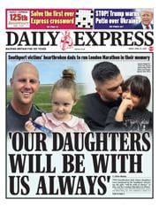Daily Express front page for 25 April 2025