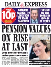 Daily Express (UK) Newspaper Front Page for 25 May 2016