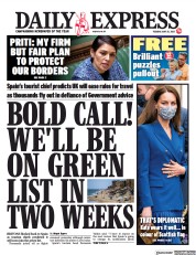 Daily Express (UK) Newspaper Front Page for 25 May 2021
