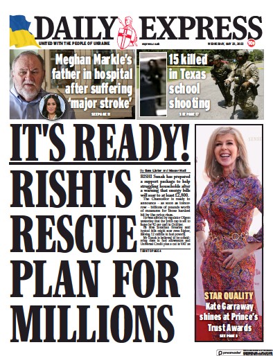 Daily Express Newspaper Front Page (UK) for 25 May 2022