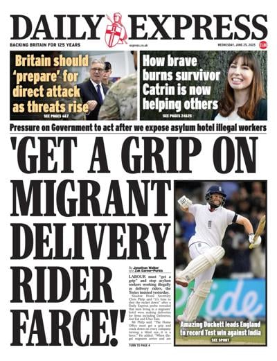 Daily Express Newspaper Front Page (UK) for 25 June 2025