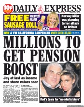 Daily Express Newspaper Front Page (UK) for 25 July 2011