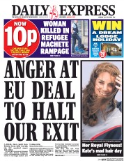 Daily Express (UK) Newspaper Front Page for 25 July 2016