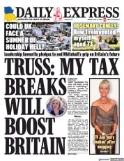Daily Express front page for 25 July 2022