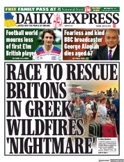 Daily Express (UK) Newspaper Front Page for 25 July 2023