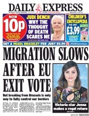 Daily Express (UK) Newspaper Front Page for 25 August 2017