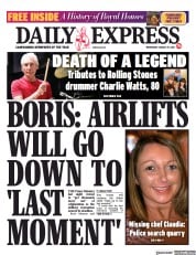 Daily Express (UK) Newspaper Front Page for 25 August 2021