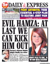 Daily Express (UK) Newspaper Front Page for 25 September 2012