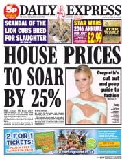 Daily Express (UK) Newspaper Front Page for 26 October 2015